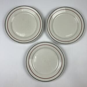 Vintage Warwick 1948 Red Black Stripe 9” Plates Lot of 3 Made in USA